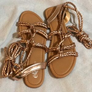 Rose Gold/Metallic Gladiator Sandals from Rue21.
